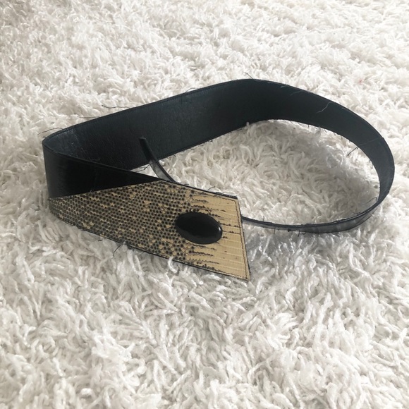 SOLD Vintage 1950s Belt Black Reptile Print Pinup - Picture 8 of 8